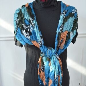PROMO B2G1 FREE - Floral Patterned Blue Light Scarf